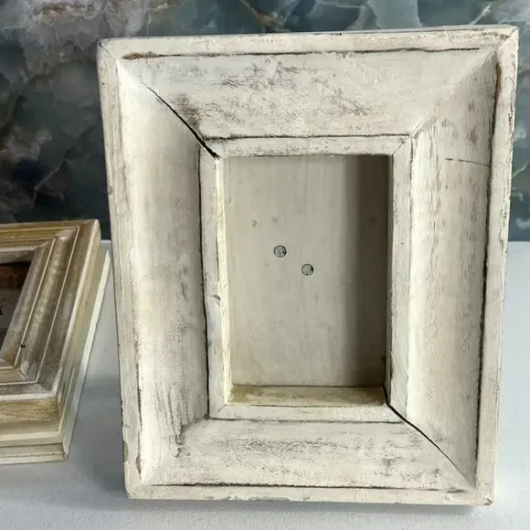 Wooden Picture Frames Distressed Look Set of 3 Different Sizes Farmhouse Cottage - Picture 5 of 16